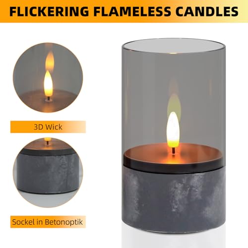 Dixmas LED kerzen 3 teilige Flammenlose Kerzen, Elektrische Kerzen für Weihnachten Deko Schlafzimmer, Badezimmer