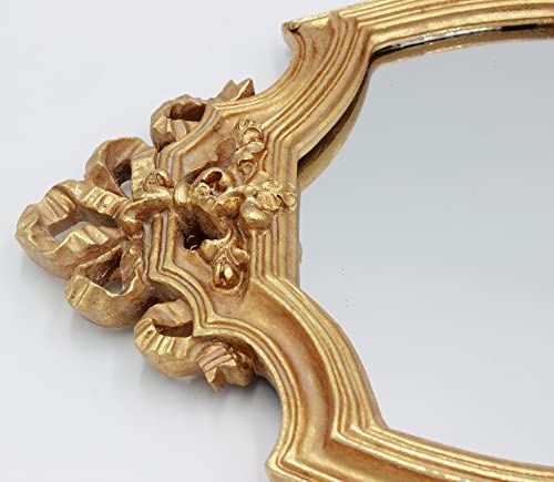 Eaoundm Antique Gold Resin Frame Decorative Wall Mirror Makeup Mirror Tabletop Mirrors, For Bedroom Living-Room Dresser Decor 8.2W X 13 L Inchs #TOP6