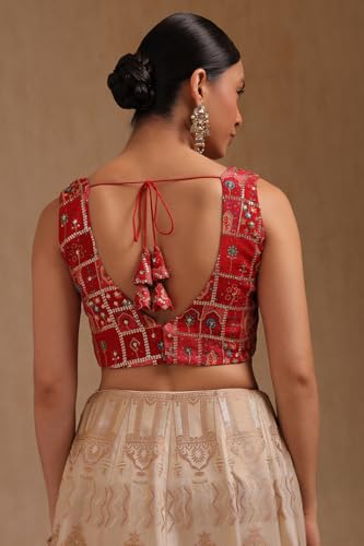 Image of Soch Womens Georgette Floral Print Padded Blouse with Zari