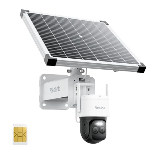Reolink 4G LTE Caméra de Surveillance avec Carte SIM, Autonomie de 240J, Enregistrement 24/7 et Détection D'événements en Continu, PTZ, ColorX, Stockage 512Go, TrackMix LTE Plus 2+Panneau So