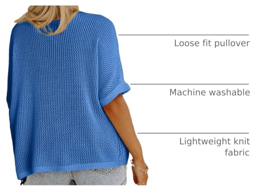 Image of Dokotoo Womens Floral Fashion Summer Tops 2026 Short Sleeve Crochet Sweaters Swimsuit Cover Ups Lightweight Knit Pullover