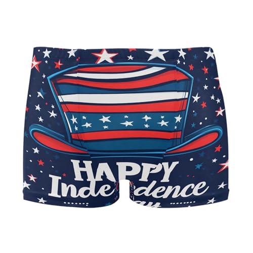 American Flag July 4th Independence Day Hat Mens Swim Trunk Swimwear Swim Brief Square Leg Board Short S S0406833