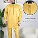 TIDOIRSA African Men's Clothing Bubu Caftan, Embroidery, African Attire Men Dashiki Shirts and Pants Outfit, 3 Piece Set (Gold, XXXL)