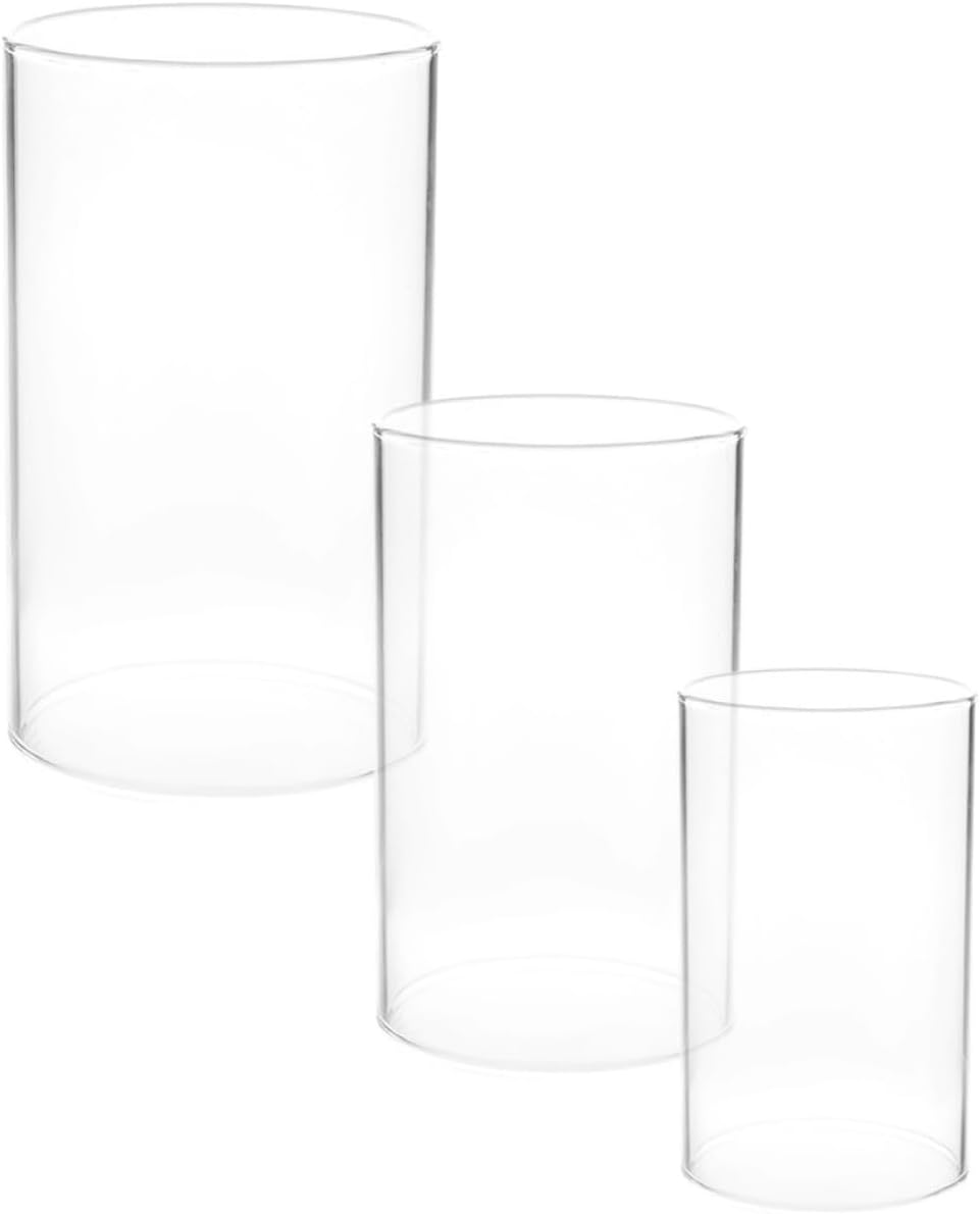 3pcs Open Ended Glass Candle Tube Shades Elegant Decorative Candle Holders for Home Wedding Banquet and Event Decor