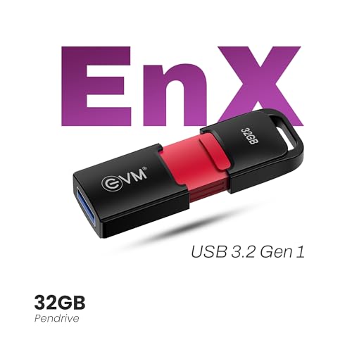 Image of EVM EnX 32GB USB 3.2 Gen 1 Flash Drive | Exceptional 120MB /s | Sturdy Premium Metal Body | Convenient Integrated Key Loop | Laptop Desktop Smart TV Car Stereo | 10 Years Warranty (ENX /32GB)
