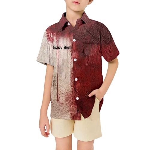 Camisa informal con botones para niños de 3 a 13 años, Verde militar., 10-11 años