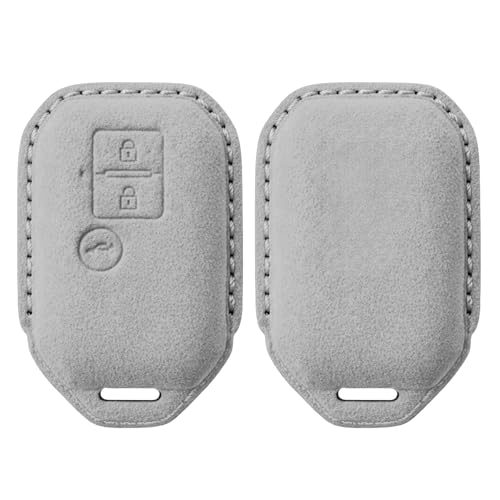 Image of KMH Alcantara Car Key Cover Compatible for Maruti Suzuki Swift, Dzire, Baleno, Ertiga 3 Button Shell Case Holder Full Key Protector Smart Keycover (D3) Grey - Pack of 1