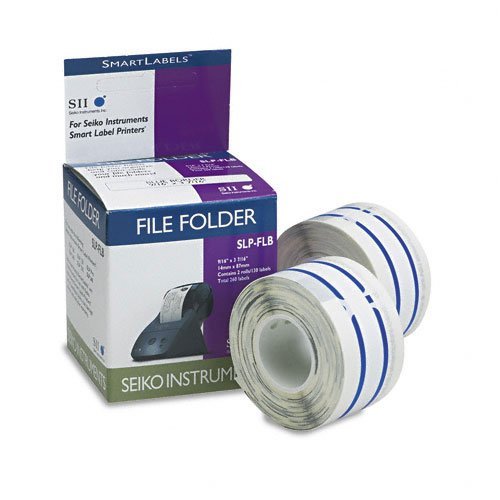 Self-Adhesive Folder Labels f/Label Printers, 9/16 x 3-7/16, White/Blue, 260/Bx