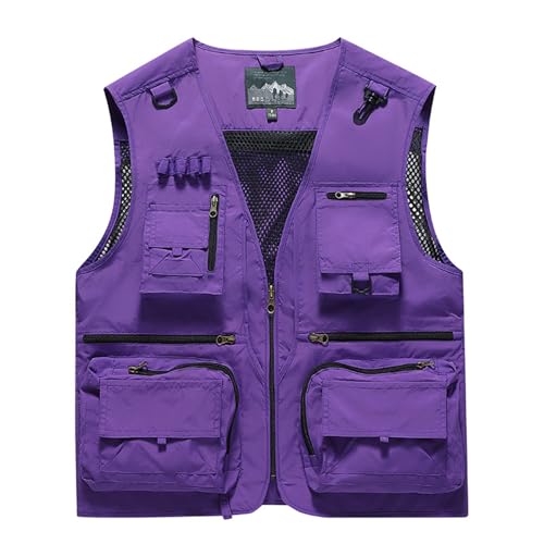Sobrisah Men's & Women's Outdoor Fishing Vest,Purple Work Safari Travel
