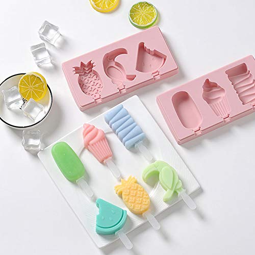 Formas de picolé de silicone YOJINKE sem BPA, moldes de picolé para gelo com tampas de 3 cavidades p