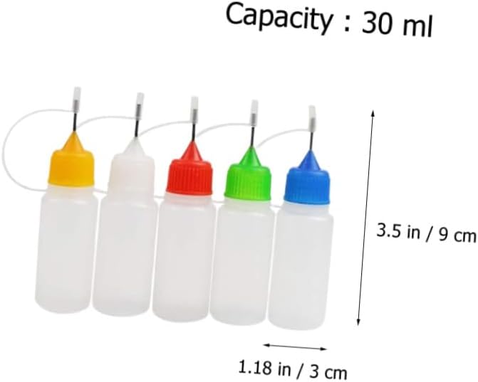20 Pack 30ml Needle Tip Squeeze Bottles with Lids, Semi- Empty Glue Dispensing Bottles for Precision Liquid Application in Crafts and Industrial Use Random Color