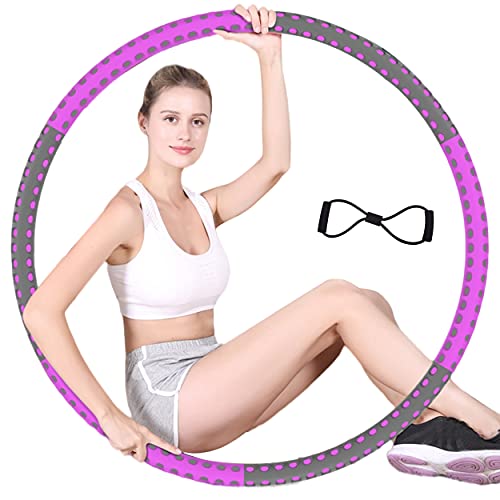 HAOFILM Hula Hoops for Adults Weight Loss,Detachable Adjustable Weight Exercise Hoop for Bodybuilding,Stainless Steel Core with Thicker Premium Foam, Add Weight Freely, Alternating Purple-Grey