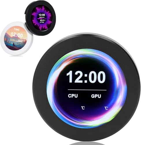 Pantalla de Refrigeración Líquida de CPU, Control de Temperatura en Tiempo Real Pantalla AIO Giratoria de 360 ​​grados de 2,1 Pulgadas con Retroiluminación Superbrillante para PC