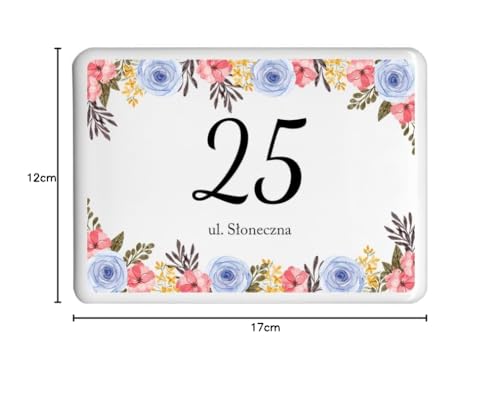 Numéro de maison rectangle fleurs bleu rouge pour décorer votre entrée extérieure - 2