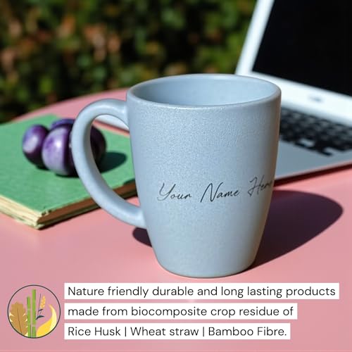 Image of Happy Cove Eco Friendly Coffee Mug & Snack Container Set - Rice Husk, Wheat Straw, Bamboo Fibre - Perfect Customized Gift for Men - Ideal Gifts for Man - Sustainable Gift for Man, Glacier Blue