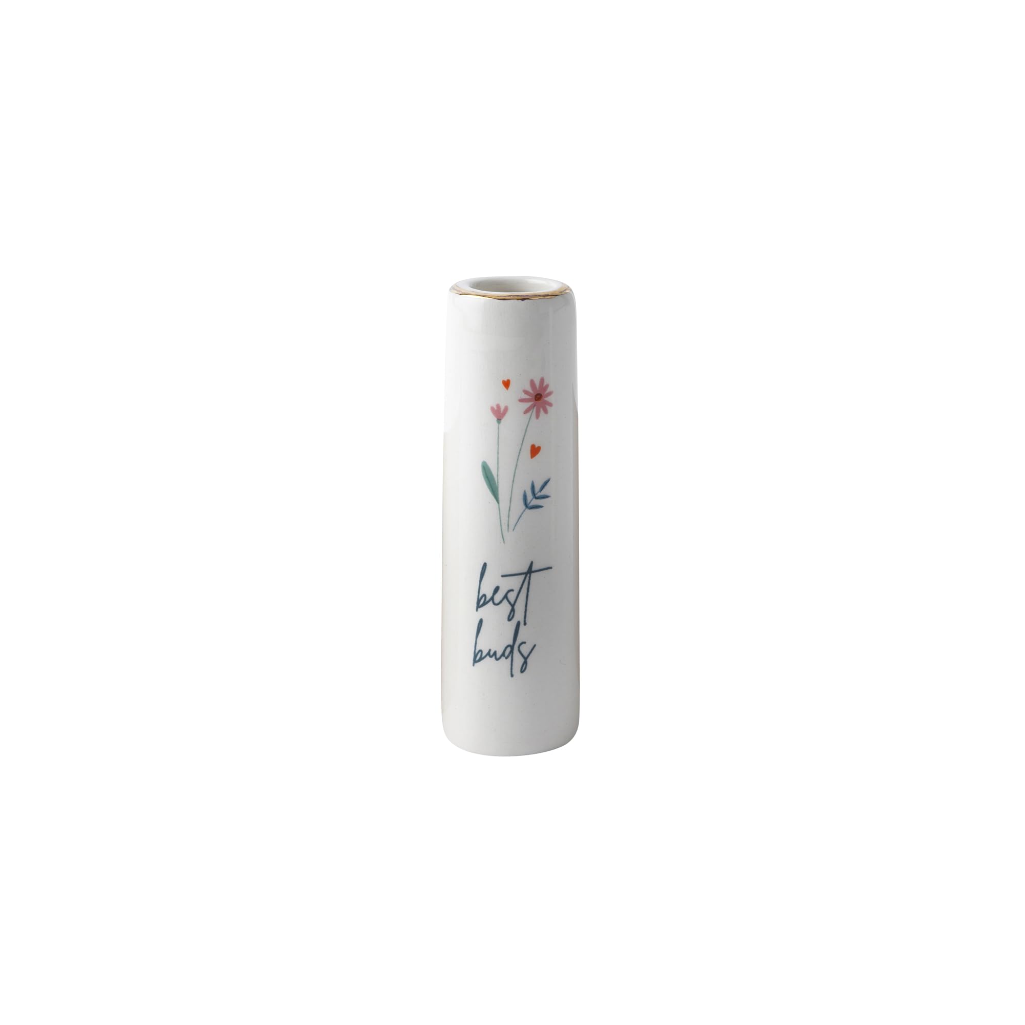 Cgb Giftware White | Just Smile 'Best Buds' Ceramic Bud Vase | Keepsake | Flower Vase | Home Decor | Gift Box | Gb07629