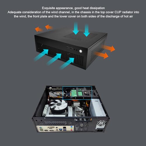 Gabinete para PC pequeño MATX ITX, con ventilador de enfriamiento USB 2.0, soporte para SSD y HDD, placa de acero, diseño compacto para juegos miniatura 2