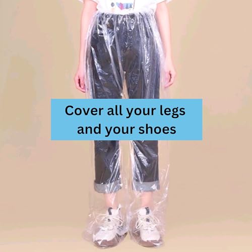 Image of Disposable Rain Pants 5 PCS, Waterproof Plastic Pants Clear with Shoes Cover Outdoor Emergency for Men Women Unisex