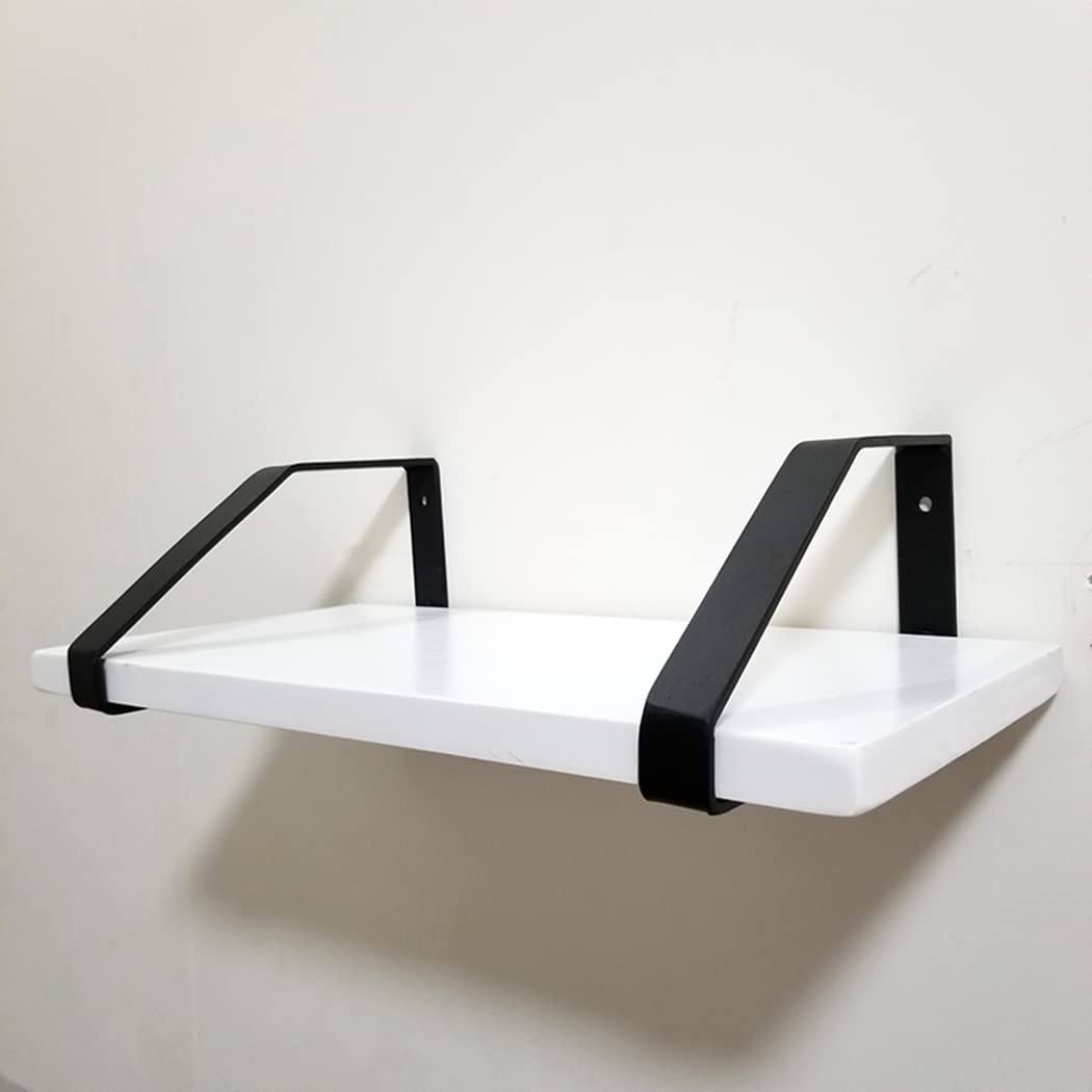 Paquete de 2 Soportes de Estante Resistentes Soportes para Baldas Decorativos Industriales 3 mm de Espesor Soportes de Flotante de Metal, Negro