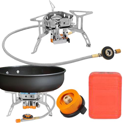 Hornillo de camping a prueba de | Quemador plegable con adaptador para cartucho para camping al aire libre | 2800 W quemador plegable para picnic senderismo