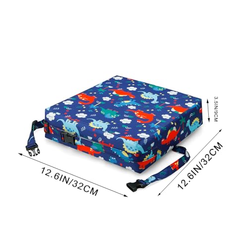 Image of PandaEar Toddler Booster Seat for Dining Table, Portable Increasing Booster Cushion for Kids, Double Strap Safety,PU Anti-Scratch, Non-Slip Bottom (Blue)