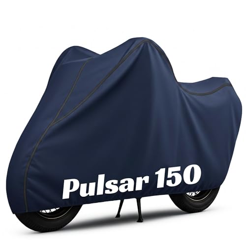 Image of 100% Waterproof Pulsar 150 Bike Cover | Polyester Body Cover for Rain & Sun | UV Protection, Dustproof, Scratch Resistant, Windproof, Heat Resistant, Vehicle Specific Fit (Blue)