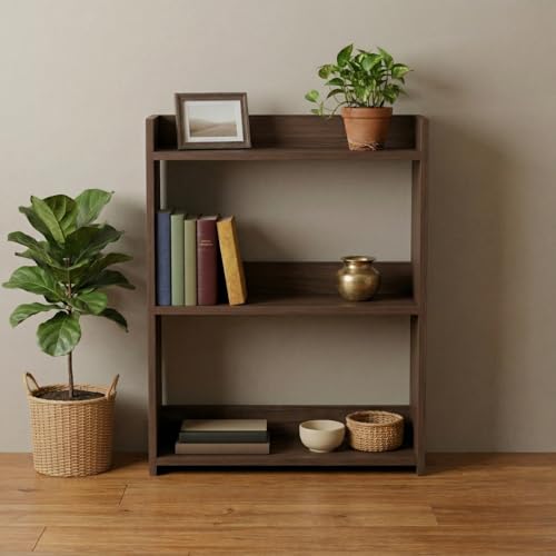 Image of DFC Element Crysta Shelf for Home, Living Room & Bedroom | Engineered Wood Storage Shelf with Open Display Design | Space Saving Organizer for Books, Decor & Daily Essentials (Espresso, 3 Level)