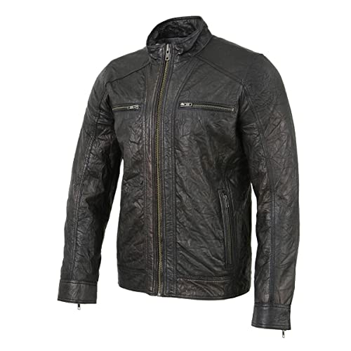 Image of Milwaukee Leather SFM1861 Men's Two-Tone Leather Jacket with Front Zipper Closure