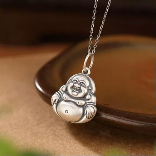 Pendentif Bouddha Rieur en argent pur S990 ciselé main