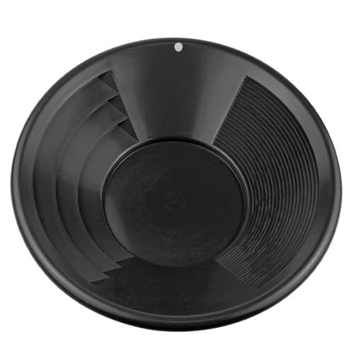 Image of SE 12 Inch Gold Panning Pan - Dual Riffles for Easier Mining and Prospecting, Black