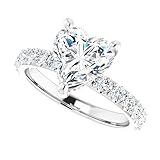 14K Gold 2.0 CT Heart Cut VVS1 Colorless Moissanite Engagement Ring for Women Bridal Set Handmade Diamond Wedding Rings for Gift (White)