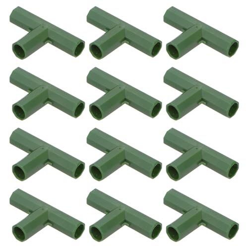 M METERXITY 12 Pièces 11mm Connecteurs de Construction de Cadre de Serre, Raccord de Tuyau Plat 3 Voies pour Treillis de Raisin/Abri Pare-Soleil, Accessoires de Serre [Vert]