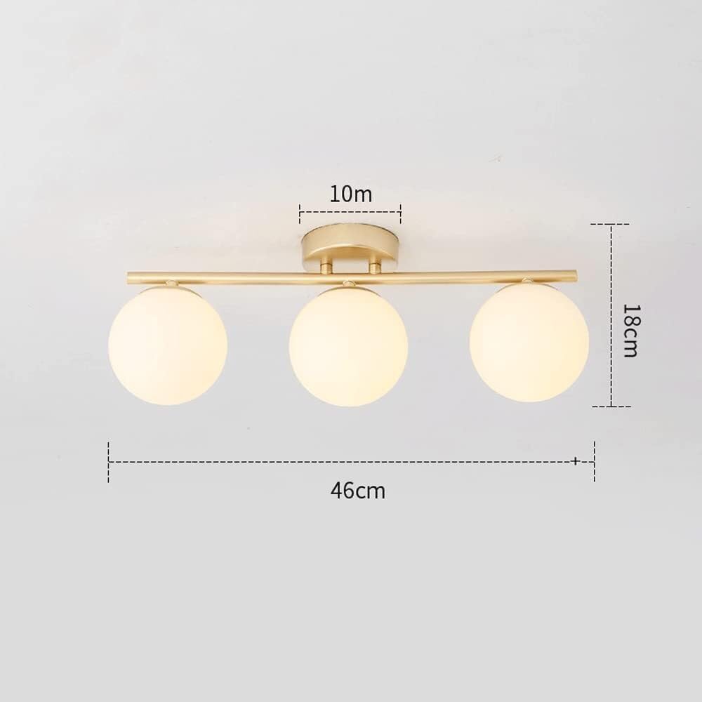 Mid Century Ceiling Light Fixtures Frosted Glass Globe White Shades Ceiling Mount Lamp Gold Semi Flush Mount Ceiling Light for Living Room Hallway Sputnik Chandelier Lightin, 2 Lights