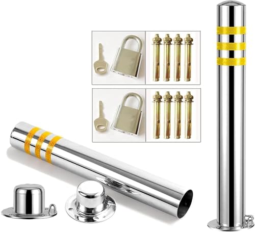 CukUJH Parking Guardrails Stainless Steel Security Posts for Vehicle Driveways Parking Barriers Pack of 2
