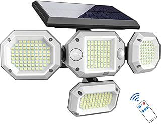 zemty Solar Lights Outdoor306 LED & 2500 Lumen, 4 Heads 320° Wide Angle Solar Wall Lights Outdoor, 3 Modes Solar Motion Sensor Security Light, IP65 Waterproof Solar Flood Lights for Garden, Yard