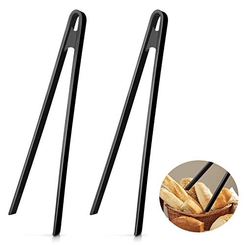 Prasacco 2 Pcs Silicone Tongs, 11.4 Inch Non-Stick Heat Resistant Kitchen Food Tongs
