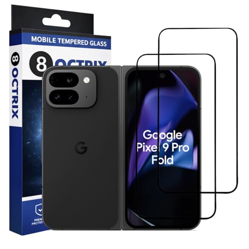 Image of Military-Grade Gorilla Tempered Glass Screen Protector for Google Pixel 9 Pro Fold (Black) Pack of 2| 9H Hardness | Edge-to-Edge Full Coverage | HD Clarity | Scratch & Drop Protection