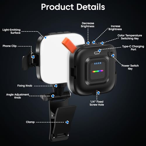 Image of Sounce LED Video Light with 2000mAh Rechargeable Battery | 3 Colour Modes | 360 Rotation | Magnetic Absorption | Camera & Tripod Mountable | for Photography, Live Streaming & Makeup