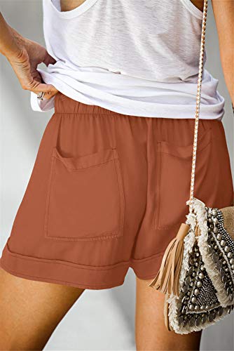 ONLYSHE Short feminino casual com cordão e bolsos para o verão, solto, esportivo, calça curta, A_ora