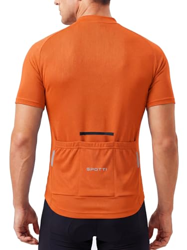 Spotti Mens Cycling Jersey Short Sleeve Full-Length SBS Zipper Bike Shirt Quick-Dry Moisture-Wicking 3 Rear Pockets + 1 Zipper Pocket