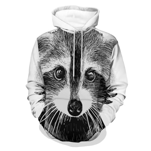 Sweat à capuche raton laveur unisexe UMENG confortable pull manches longues noir taille S