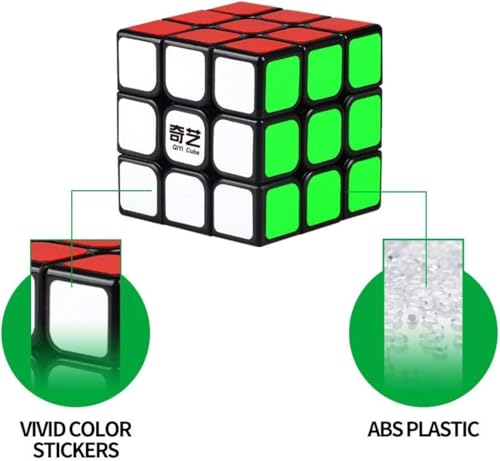 Image of Hawkister QiYi Sailing W 3x3 Cube Black Sticker | 3x3x3 MoFangGe Speedcube with Rounded Center Caps | Durable High-Tension Sticker Design, 56mm Smooth Turning Logic Puzzle for Beginners