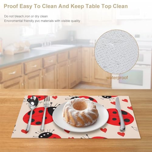 Sets de table Ladybug lavables et imperméables | Set de table PVC antidérapant