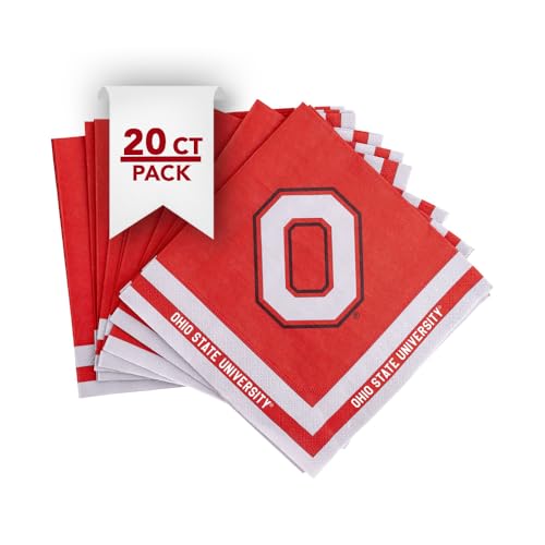 Desert Cactus The Ohio State University Disposable Napkins OSU Buckeyes 20 Count 2 Ply 13 inch Dinner Square for Tailgates Graduation Party and Game Day Tableware Decoration (Design A)