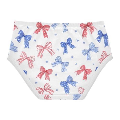 Wusikd Red White Blue Bows Girls' Underwear Cotton Watercolor Girls Briefs Soft Toddler Underwear 2T2