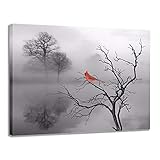 LANFEINA 1Pc Modern Large Red Bird Tree Canvas Oil Printed Paintings Poster Wall Art Pictures Home...
