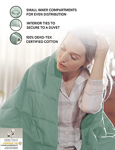 YnM Weighted Blanket, Heavy 100% Oeko-Tex Certified Cotton Material(Sprout Green, 80''x87'' 20lbs), Two Persons(90~160lb) Sharing Use on Queen/King Bed | A Duvet Included