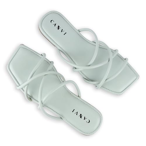 Image of CANVI Stylish | Fancy | Comfortable Slide Sandals Slip On Flat Flip Flop Thong Sandals Casual Sandals Ethnic Flats Sandals for Women and Girl