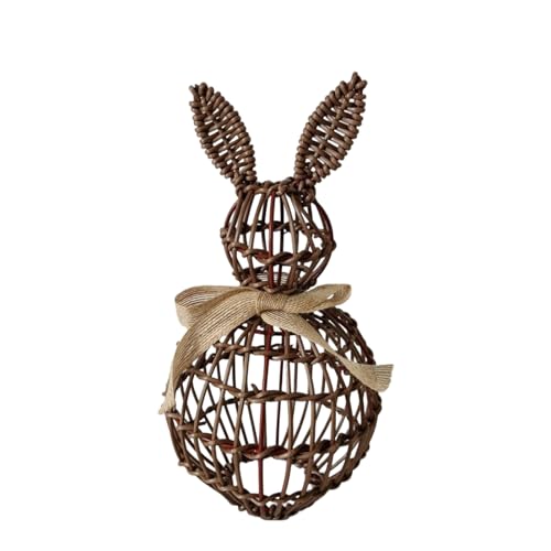 Figurine lapin de Pâques rotin fait main déco table rustique