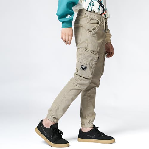 Boys Fashion Sweatpants Cargo Pants with Pockets Tactical Khaki Pants2